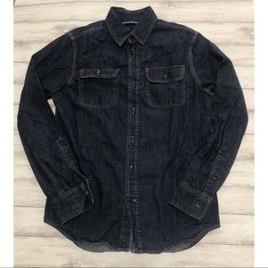 Mens Denim Long Sleeve Button Down Shirt